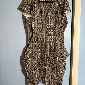City Chic Asymmetrical Brown Patterned Dress